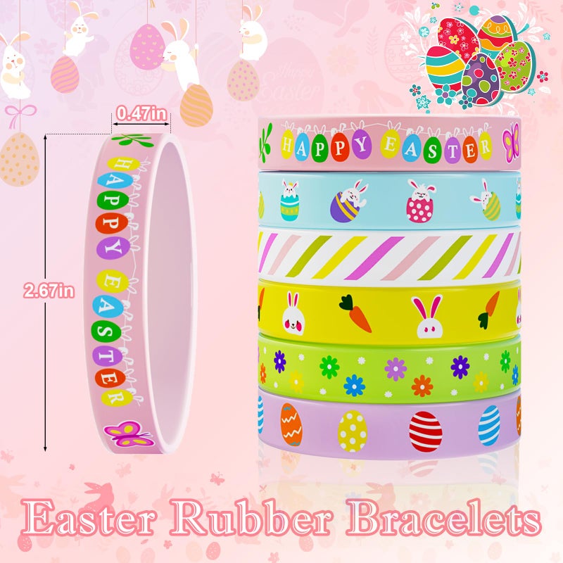 Genuvi Easter Rubber Bracelets for Kids 30PCS Easter Basket Stuffers Egg Fillers Silicone Wristbands Bulk Easter Party Favors Supplies for Kids Goodie Bag Stuffers Student Gifts Classroom Prizes Accessories - Image 2