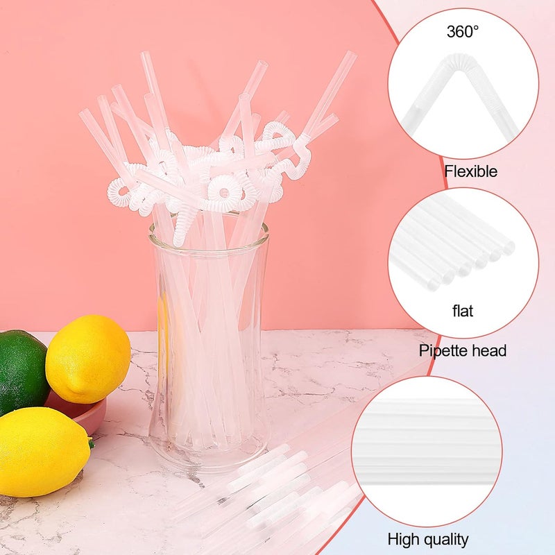 Loccmat 500 Pcs White Straws,Disposable Plastic Drinking Straws,Extra Long Flexible Straws,Disposable Bendy Straws for Party,BPA-Free Plastic Straws,10.2" Long and 0.23'' Diameter (White) - Image 3