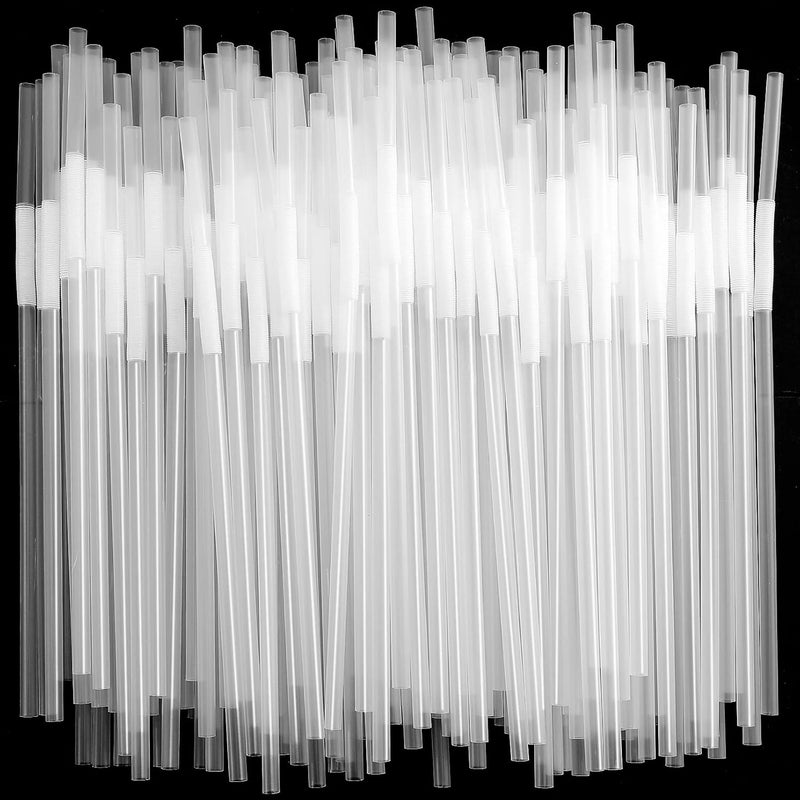 Loccmat 500 Pcs White Straws,Disposable Plastic Drinking Straws,Extra Long Flexible Straws,Disposable Bendy Straws for Party,BPA-Free Plastic Straws,10.2" Long and 0.23'' Diameter (White) - Image 1