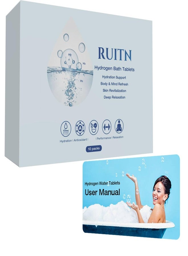 أقراص حمام الهيدروجين من RUITN - كرات استحمام H2 للسبا، أقراص ماء الهيدروجين للاستحمام، حوض الاستحمام الساخن، ونقع القدمين | ماء غني بالهيدروجين | 10 أقراص - Image 1