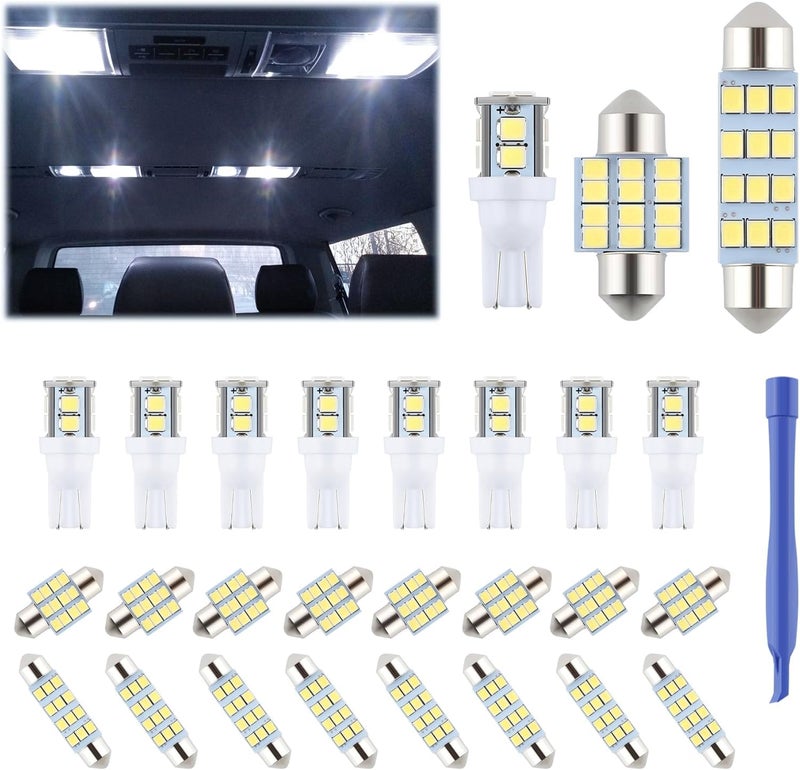 iFunyLED 24 Pieces Dome Light LED Car Interior Bulb Kit Set 194 T10 DE3175 578 31mm 42mm Bulbs Interior Replacement Lights for Car Map License Plate Door Side Marker Cornering Trunk Light - Cool White - Image 1