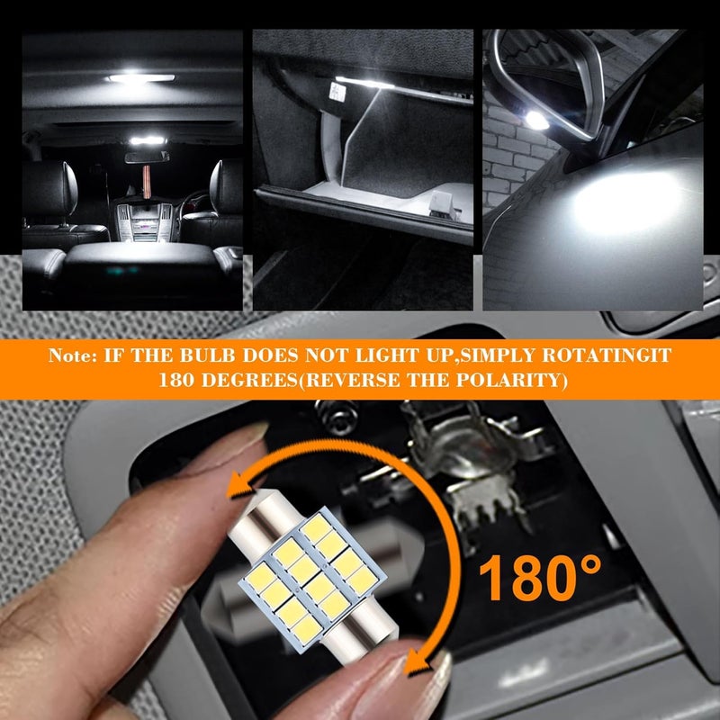 iFunyLED 24 Pieces Dome Light LED Car Interior Bulb Kit Set 194 T10 DE3175 578 31mm 42mm Bulbs Interior Replacement Lights for Car Map License Plate Door Side Marker Cornering Trunk Light - Cool White - Image 4
