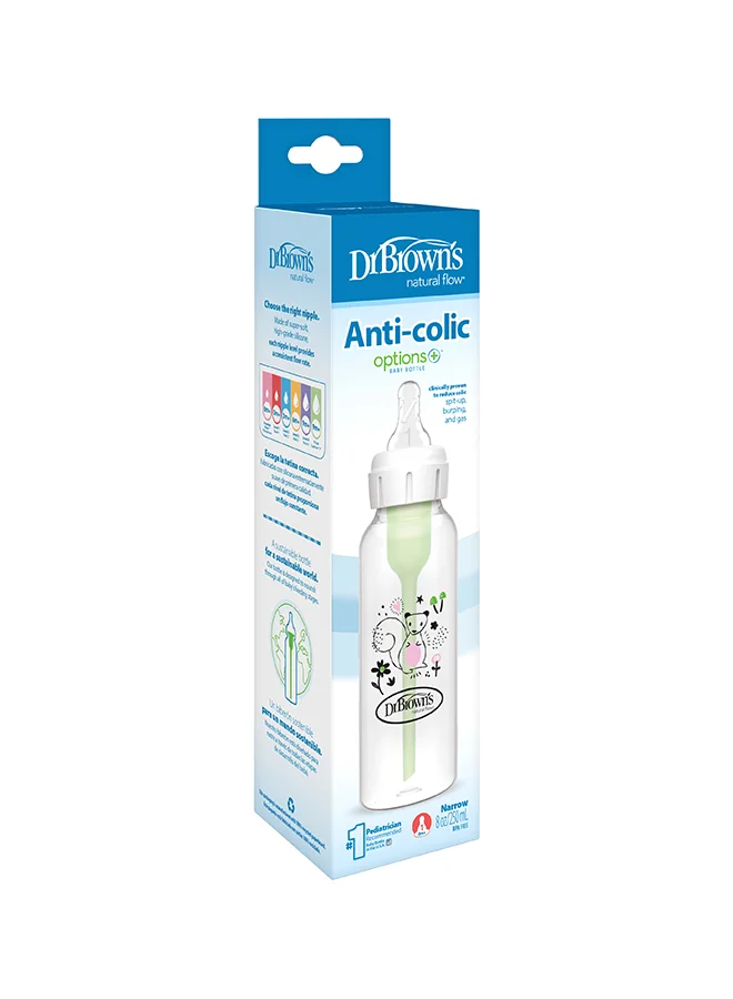 دكتور براونز 8 oz/250 mL PP Narrow Anti-Colic Options+ Baby Bottle, Squirrel, 1-Pack