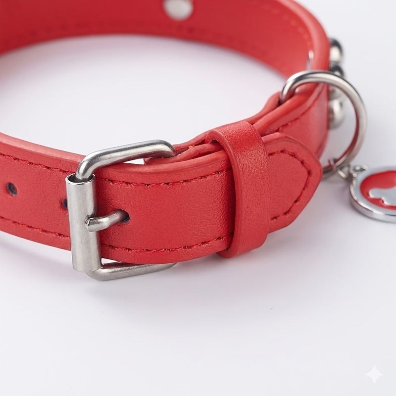 Black L Faux Leather Dog Collar with Engravable Nameplate Safety Strap - Image 4