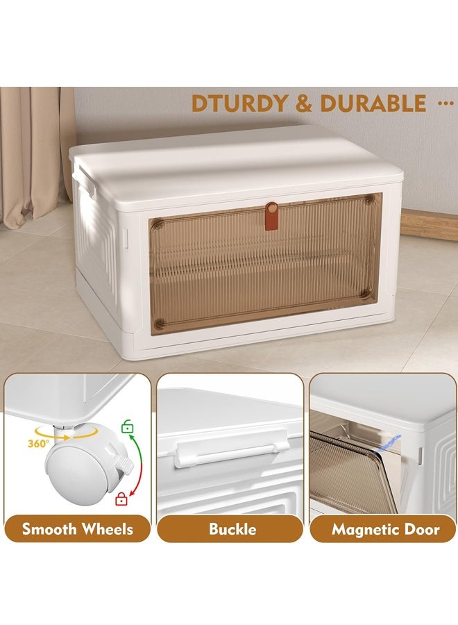 4 Tier Plastic Storage Bins with Lid 23QT, Stackable Storage Containers with Wheels, Closet Organizers and Storage for Living Room,Office,Dorm - Image 5