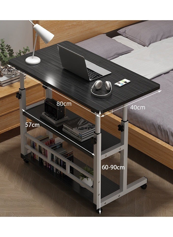 VUCATIN - Standing Desk Adjustable Height Mobile Stand Up Desk with Wheels Portable Rolling Desk Small Computer Desk Portable Laptop Desk Standing Table Sit Stand Home Office Desks Rustic (Black) - Image 1