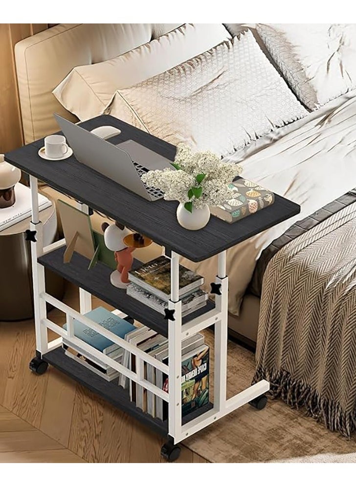 VUCATIN - Standing Desk Adjustable Height Mobile Stand Up Desk with Wheels Portable Rolling Desk Small Computer Desk Portable Laptop Desk Standing Table Sit Stand Home Office Desks Rustic (Black) - Image 1