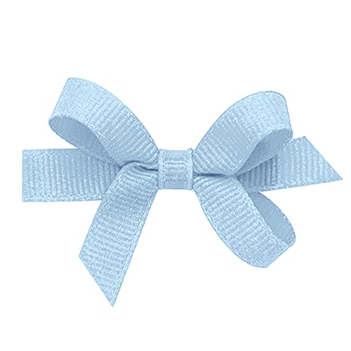 Wee Ones Girls Classic Grosgrain Hair Bows with Plain Wrap Center NoSlip Hair Clip Handmade Millennium Blue Baby - Image 1
