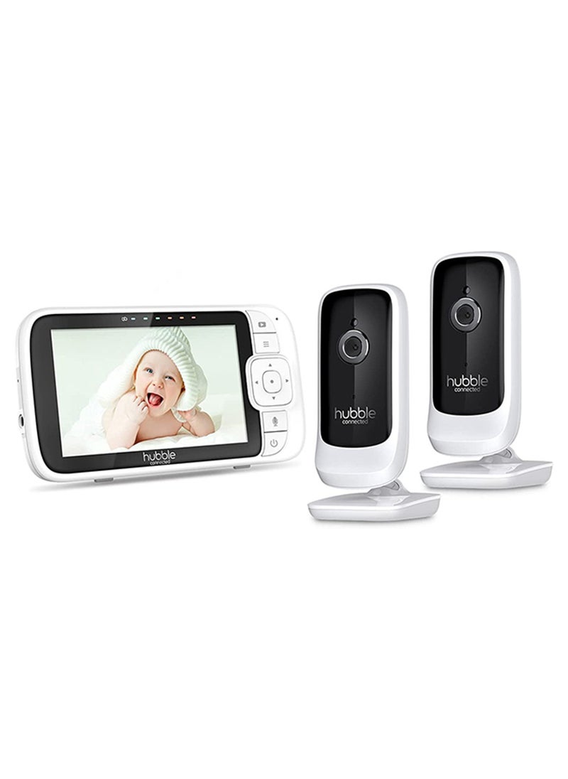 hubble connected - Nursery View Premium Twin Cameras Video Baby Monitor With 5 Inch Screen, Infrared Night Vision, Split Screen, Digital Zoom and Room Temperature Sensor - Image 1