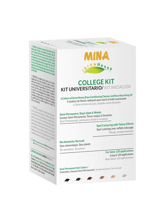 MinaiBrow MINA ibrow College Kit (Black, Dark Brown, Medium Brown, Light Brown, Blonde and Ash Blonde, 1 Brow Nourishing Oil (10ml) and 1 Brow Conditioning Cleanser (30ml) - Image 1
