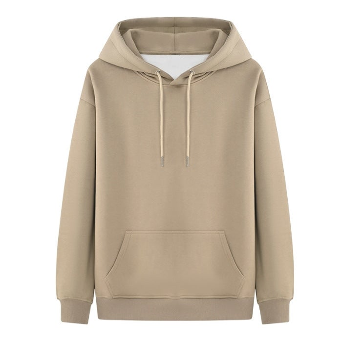 370 Hooded Thin Eating Wool Cotton Composite Solid Color Sweater Loose Hooded Men'S And Women'S Base Shirt Trendy - Image 1