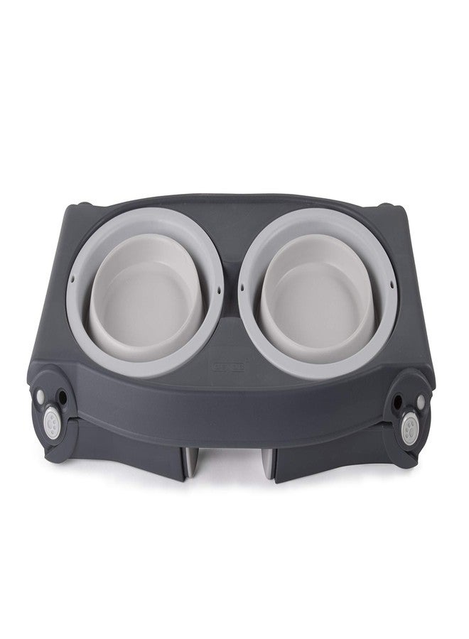 Dexas Pets Adjustable Height Double Pet Feeder, Light Gray - Image 2