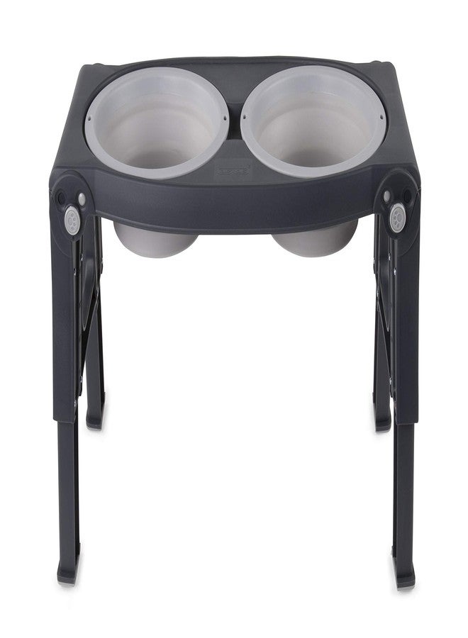 Dexas Pets Adjustable Height Double Pet Feeder, Light Gray - Image 1