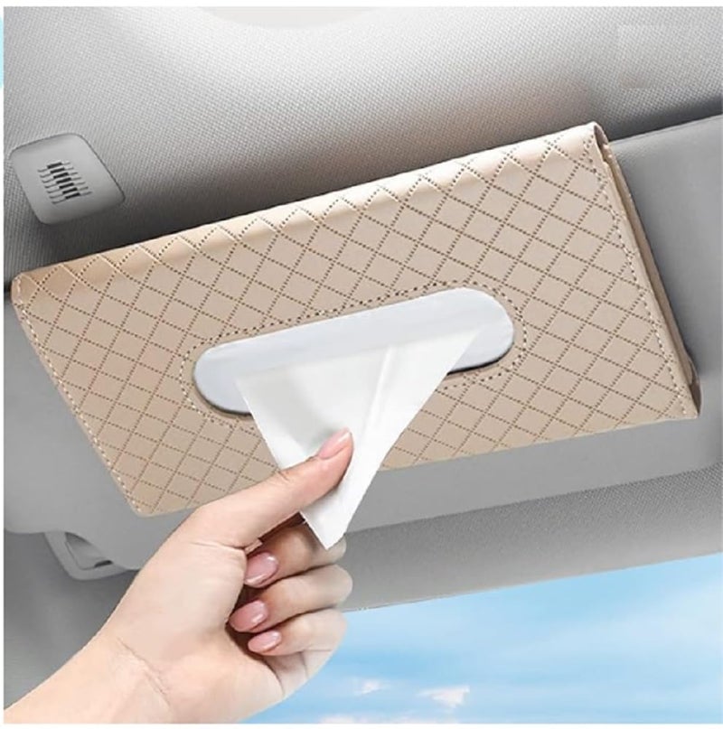 TINSICO Car Tissue Paper and Holder Visor (Beige) - Image 1