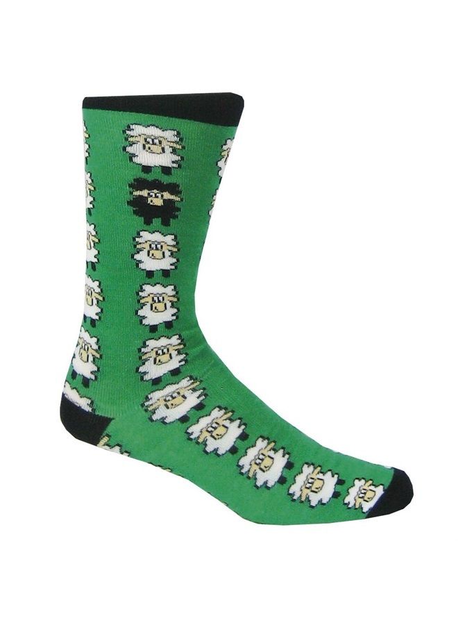 Dublin Gift Sheep Adult Socks, Emerald and Black/Multi 