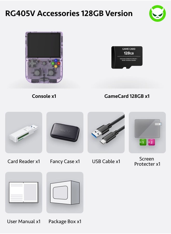ANBERNIC  Anbernic RG405V Game Console 4-inch IPS Touch Screen 640*480 Android 12 Unisoc Tiger T618 5500mAh 5G WiFi BT Heat Dissipation 26 Systems Gift Package【Purple-128G with 20,000 ROMs Playable】  - Image 2