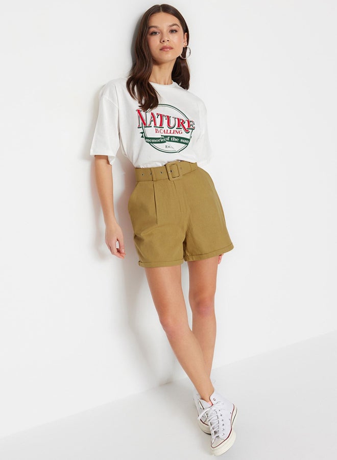 trendyol Belt Detailed Woven Shorts - Image 2