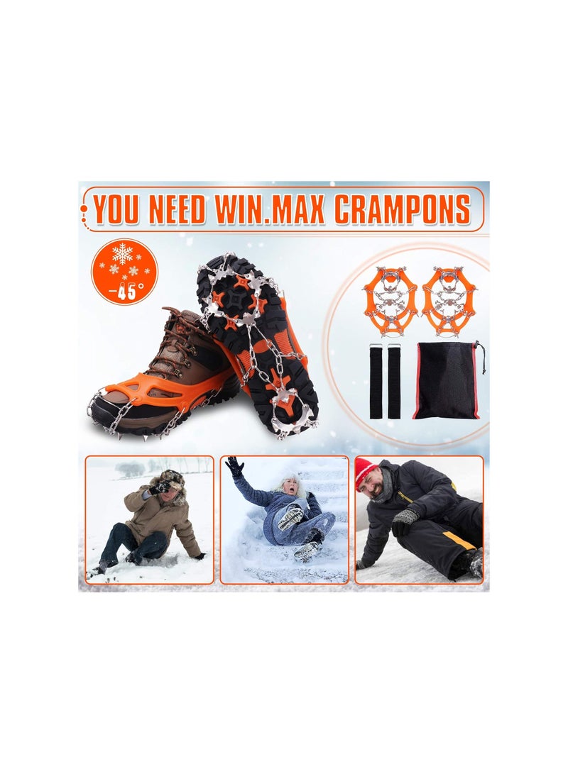 SYOSI قبضات ثلجية، غطاء أحذية غير قابل للانزلاق، مسامير حذاء للثلج، مسامير جر للأحذية المضادة للانزلاق مع 19 مسمار من الفولاذ المقاوم للصدأ للمشي، الجري، التسلق، المشي في الجبال (م) - Image 3