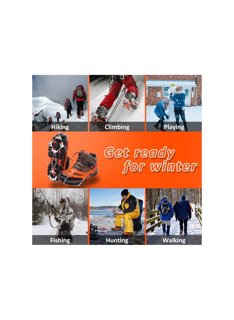 SYOSI قبضات ثلجية، غطاء أحذية غير قابل للانزلاق، مسامير حذاء للثلج، مسامير جر للأحذية المضادة للانزلاق مع 19 مسمار من الفولاذ المقاوم للصدأ للمشي، الجري، التسلق، المشي في الجبال (م) - Image 5