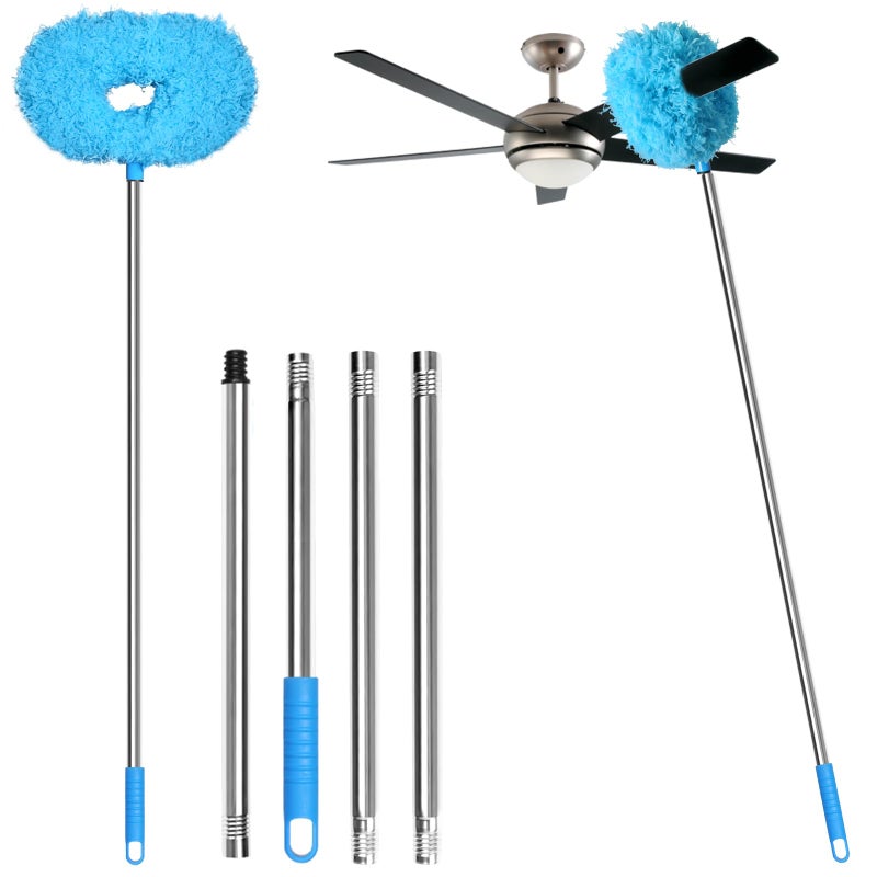 Eunice 13497 Inches Ceiling Fan Duster with Extension Pole Adjustable and Removable Cleaner Blade for High Ceiling Fan Cleaner for Window Door Furniture Blue - Image 2