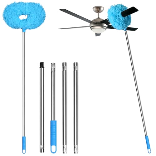 Eunice 13497 Inches Ceiling Fan Duster with Extension Pole Adjustable and Removable Cleaner Blade for High Ceiling Fan Cleaner for Window Door Furniture Blue - Image 1