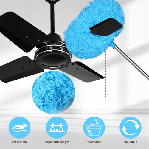 Eunice 13497 Inches Ceiling Fan Duster with Extension Pole Adjustable and Removable Cleaner Blade for High Ceiling Fan Cleaner for Window Door Furniture Blue - Image 3