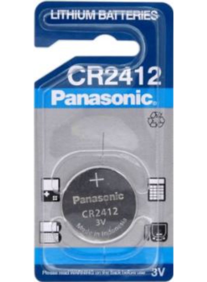 1-Piece Panasonic CR2412 Lithium 3V Indonesia Battery