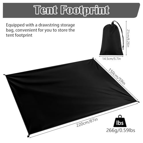 Opvixi Tent Footprint, Waterproof Camping Tarp, 87" x 59" Ultralight Tent Floor Mat with Storage Bag for Outdoors Ground Camping Hiking Backpacking Beach - Image 2