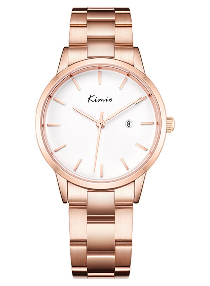 KIMIO Casual Elegant Ladies Stainless Steel Waterproof Quartz Wrist Watch - 32mm Dial, 30M Water Resistant, Perfect for Dating, Commute, and Daily Use - Ideal Gift for Women - Image 1