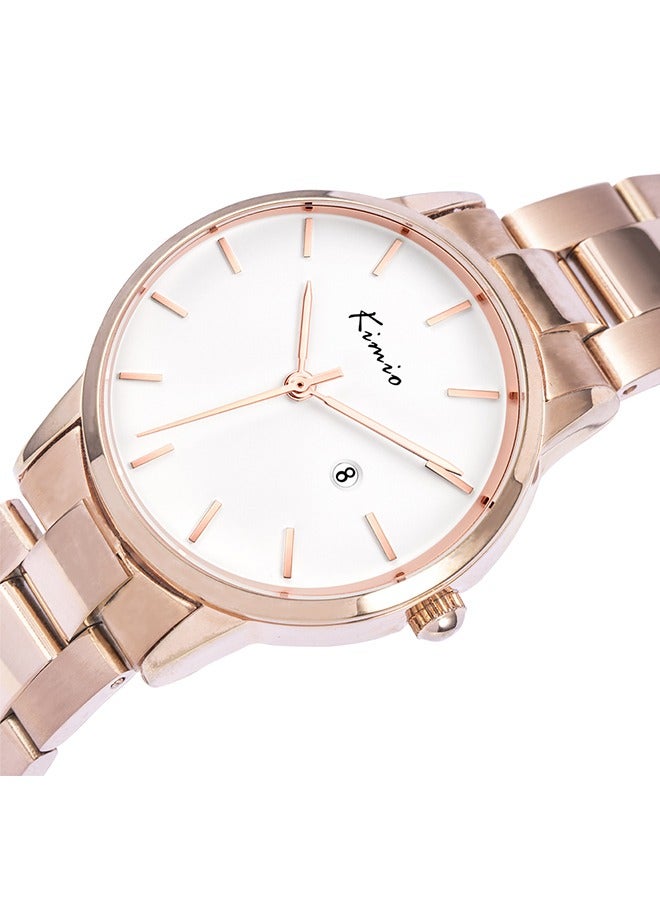 KIMIO Casual Elegant Ladies Stainless Steel Waterproof Quartz Wrist Watch - 32mm Dial, 30M Water Resistant, Perfect for Dating, Commute, and Daily Use - Ideal Gift for Women - Image 4