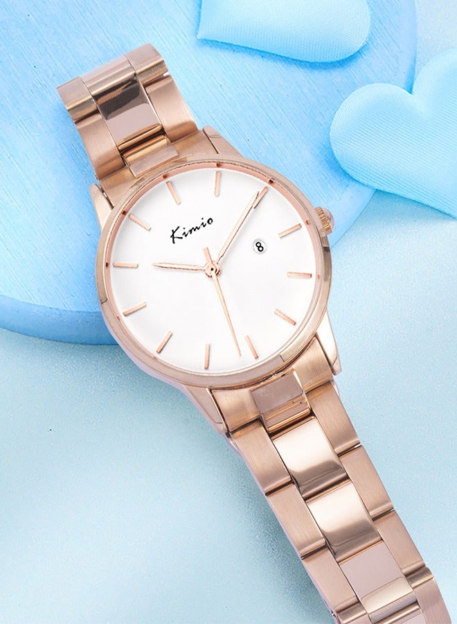 KIMIO Casual Elegant Ladies Stainless Steel Waterproof Quartz Wrist Watch - 32mm Dial, 30M Water Resistant, Perfect for Dating, Commute, and Daily Use - Ideal Gift for Women - Image 2