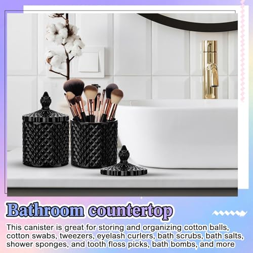 Aoriher 4 Pcs Crystal Glass Candy Jar Set with Lids Home Decorative Storage Jars for Apothecary, Bathroom, Kitchen, and Pantry, Ideal for Cotton Swabs and Jewelry(Medium,Black) - Image 4