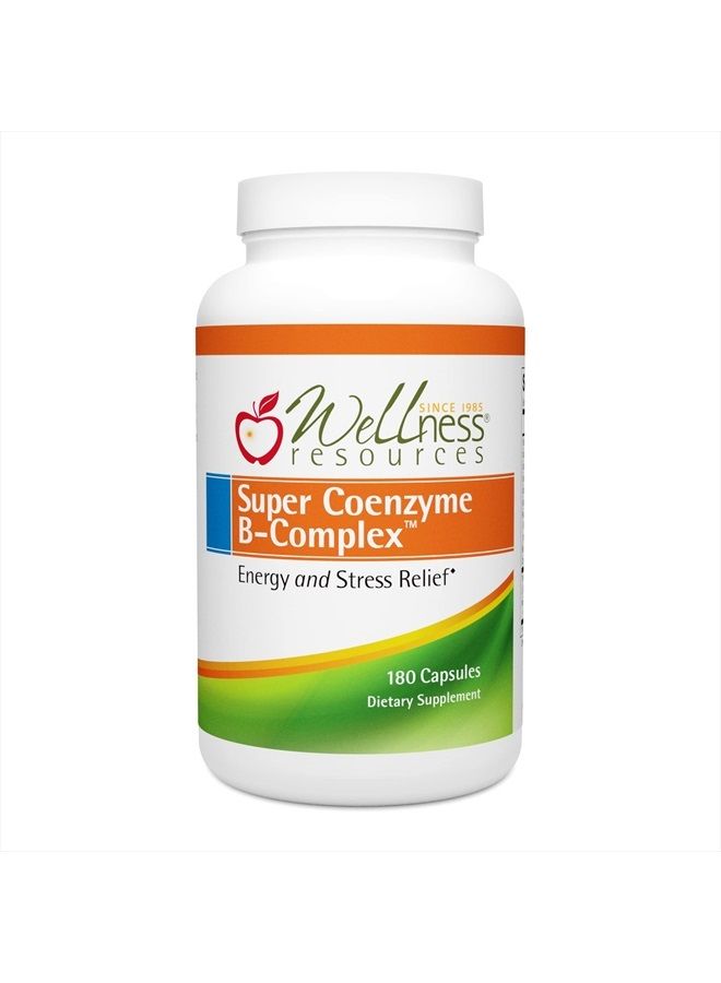 Wellness Resources Super Coenzyme B Complex - Highly Absorbable Coenzyme B Vitamins + MethylFolate for Energy, Stress, Hair (180 Capsules) - Image 1
