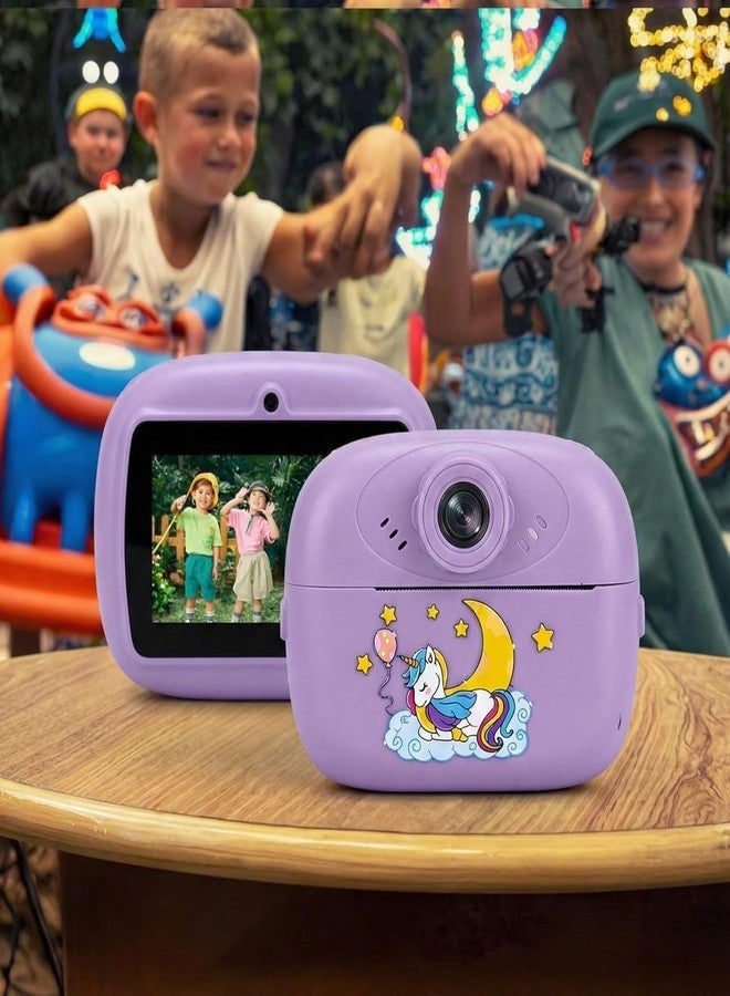 Case Creation Kids Instant Print Camera Video with Games, Thermal Printer, 2 Print Rolls, USB Charging, 48MP Children Digital Camera, Gift for Boys & Girls Age 3–16 (Purple) - Image 3