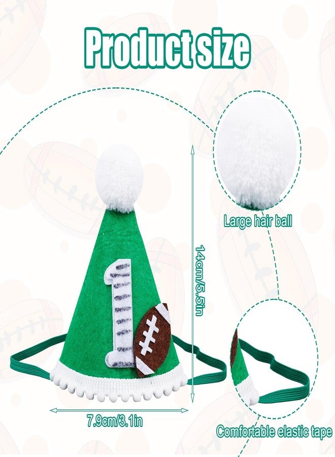 Gosknor Football 1st Birthday Hat, Green First Year Down Birthday Party Decorations Kids Girl Baby Rugby One Birthday Hat with Elastic Tape Perfect 1 Birthday Photo Props Sports Themed Supplies - Image 2