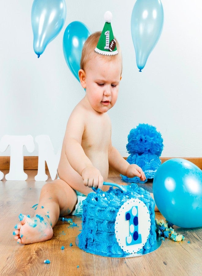 Gosknor Football 1st Birthday Hat, Green First Year Down Birthday Party Decorations Kids Girl Baby Rugby One Birthday Hat with Elastic Tape Perfect 1 Birthday Photo Props Sports Themed Supplies - Image 4