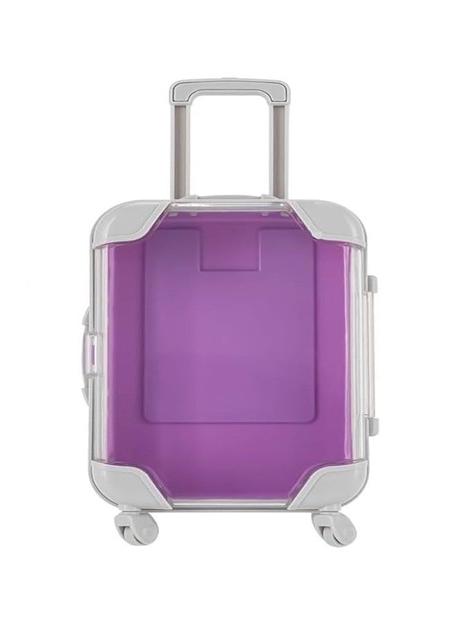 VBA Mini Suitcase with Wheels, Transparent Pink and Grey, Compact Travel Luggage Small Travel Trolley for Kids & Doll Accessories and Makeup Vanity usees - Image 2