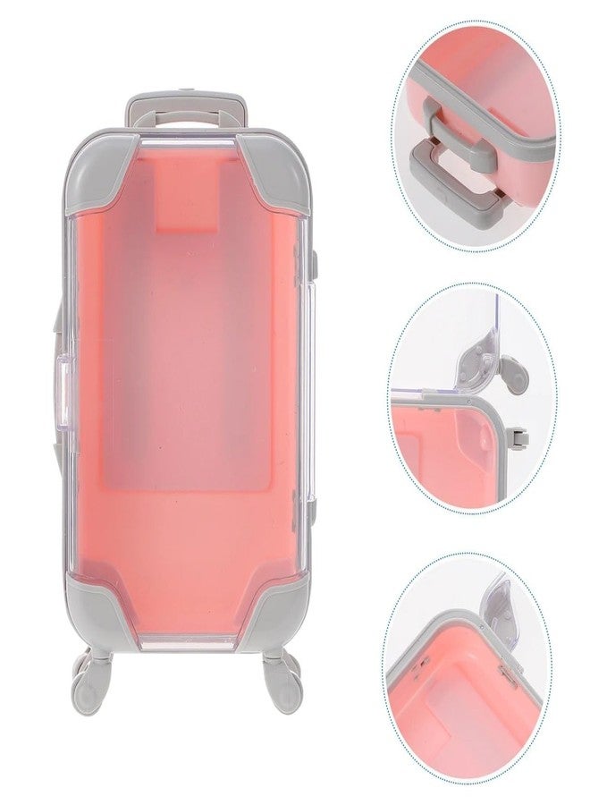 VBA Mini Suitcase with Wheels, Transparent Pink and Grey, Compact Travel Luggage Small Travel Trolley for Kids & Doll Accessories and Makeup Vanity usees - Image 4