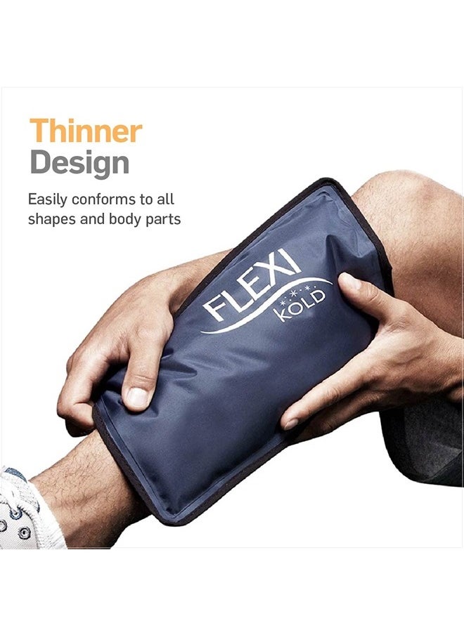 NatraCure - FlexiKold Gel Soft Flexible Ice Packs for Injuries - Reusable Freezer Cold Pack, Cold Compress & Cooling Gel Pad for Face, Shoulder, Hip, Leg, Arm, Ankle & Foot Injury - Medium - 7.5” x 11.5” - Image 1