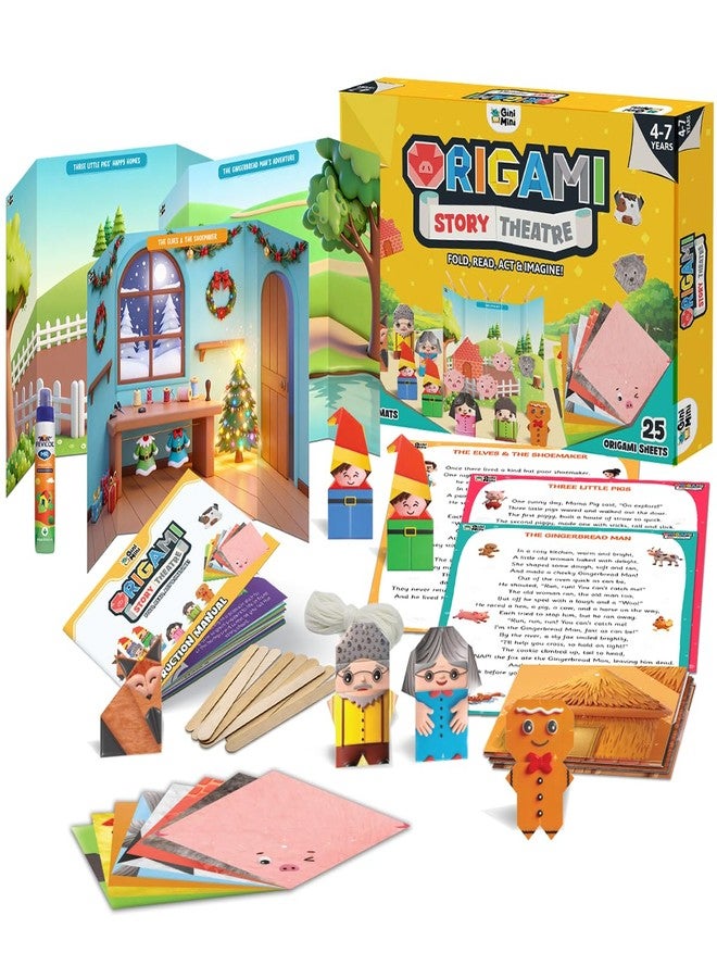 GiniMini Origami Story Theatre – DIY Art & Craft Kit for Kids | Origami Puppet Show with Storytelling Mats | Screen-Free Creative Learning Toy | Birthday & Return Gift for Boys & Girls | Age 4 5 6 7 Years - Image 2