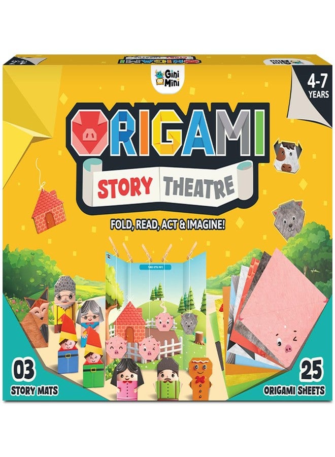 GiniMini Origami Story Theatre – DIY Art & Craft Kit for Kids | Origami Puppet Show with Storytelling Mats | Screen-Free Creative Learning Toy | Birthday & Return Gift for Boys & Girls | Age 4 5 6 7 Years - Image 1