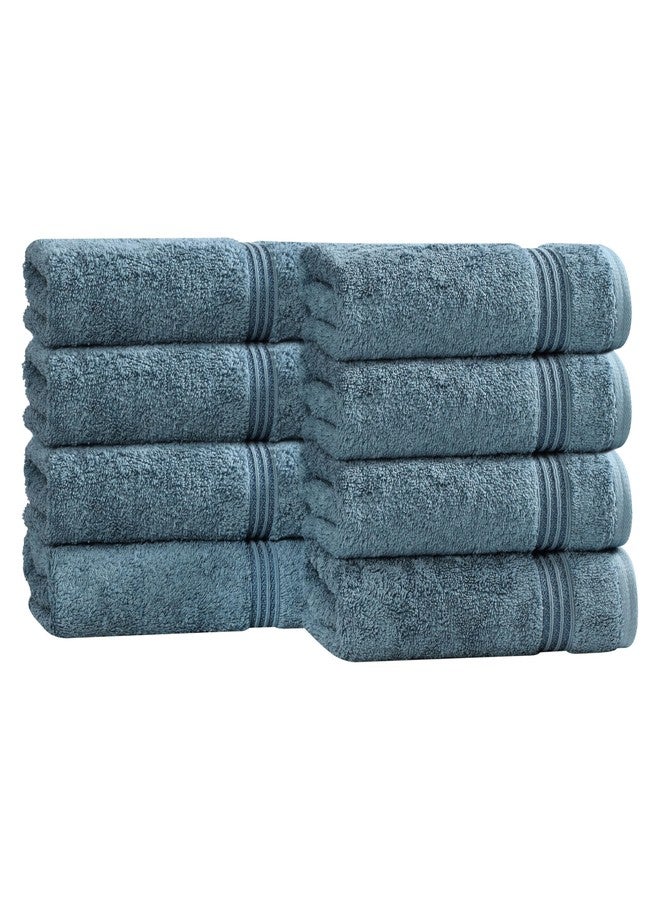 Superior Egyptian Cotton 8-Piece Hand Towel Set, Towel Basics For Quick Dry, Absorbent Small Towels, Facial, Spa, Kitchen, Bathroom Essentials, Apartment, Guest Bath, Soft, Washcloth, Sapphire - Image 1
