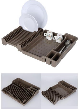 Folding Dish Rack, Plate Rack Drying Rack with Spoon Rack, Brown - pzsku/ZDA836391D2CF437A2D87Z/45/_/1726220906/d447fec0-3afa-48e5-8403-9868dba912f8