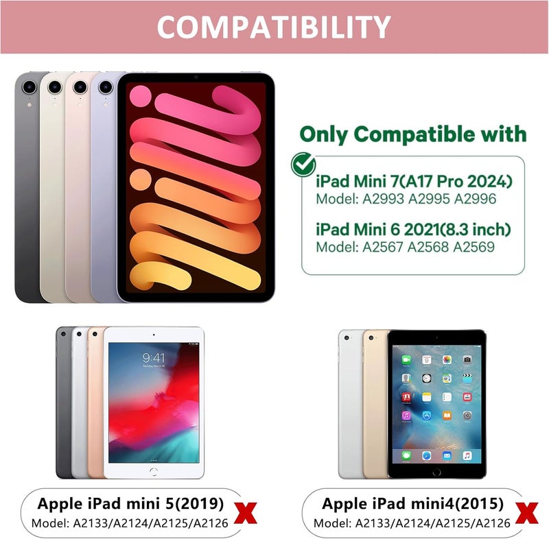 FUWANG Touchpad Keyboard Case for iPad mini 7 A17 Pro 2024 & Mini 6th Generation 2021 8.3 inch - 360° Swivel 7 Color Backlit Keyboard for iPad mini 7th 6th Generation with Pencil Holder, Rose Gold - Image 2