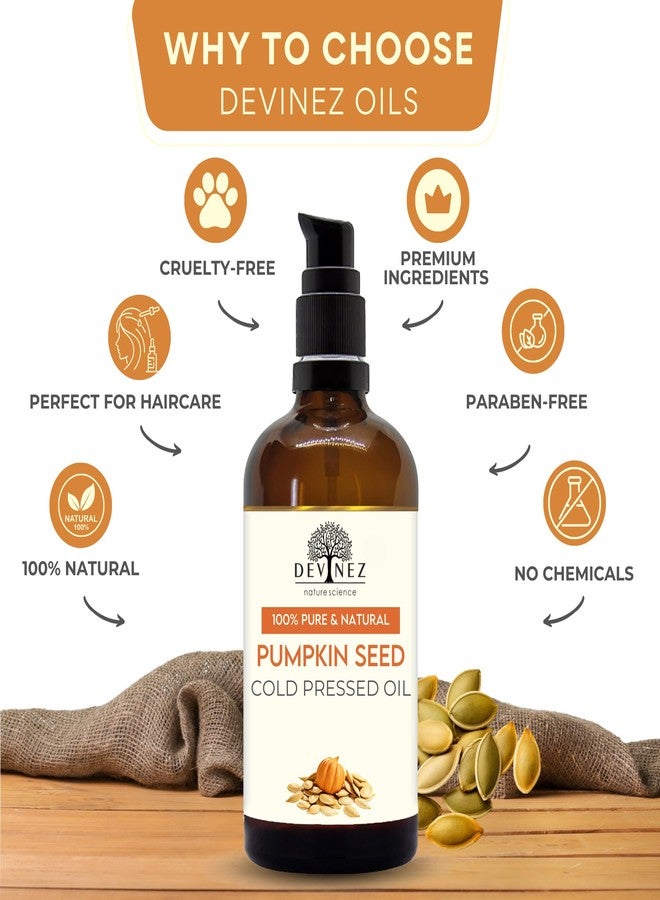 Devinez 100% Pure Pumpkin Seed Cold Pressed Oil (118ml with Lotion Pump) – Organic, Undiluted, Therapeutic Kaddu Oil for Hair, Skin, Eyelashes & Eyebrows, Boosts Hair Growth & Supports Heart Health - Image 3