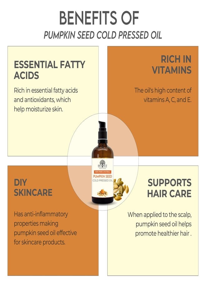 Devinez 100% Pure Pumpkin Seed Cold Pressed Oil (118ml with Lotion Pump) – Organic, Undiluted, Therapeutic Kaddu Oil for Hair, Skin, Eyelashes & Eyebrows, Boosts Hair Growth & Supports Heart Health - Image 2