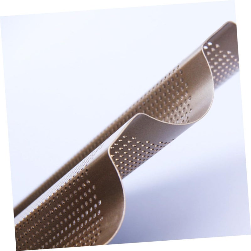 Carbon Steel Gold-colored Loaf Bake Mold with Three-slot Perforated Design, Small French Bread Baguette Pan for Oven Baking Toast and Loaves - Image 4