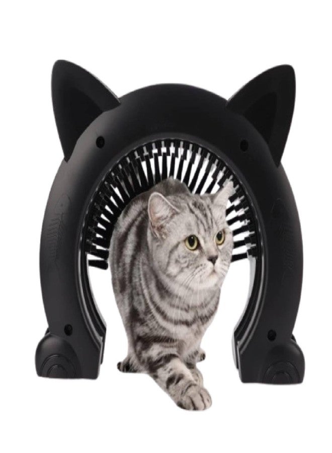 Beufee Black Interior Cat Door, Cat Door for Interior Door with Grooming Brush, 8.9x10.4 inches, Cats - Image 1