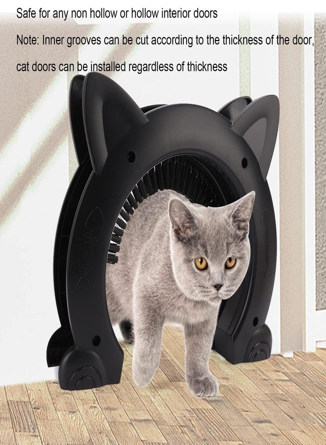 Beufee Black Interior Cat Door, Cat Door for Interior Door with Grooming Brush, 8.9x10.4 inches, Cats - Image 3
