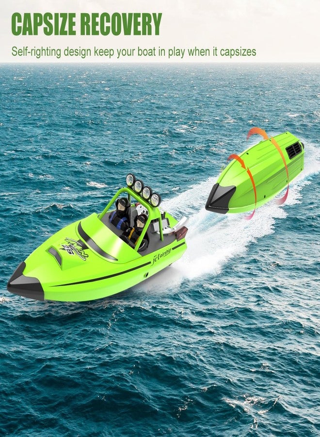 Hitish RC Boat for Kids Adults 2.4GHz Remote Control Boats with LED Light for Pool Lakes Water, 20MPH Fast Speed Racing Jet Boat, Boat Toy for Boys Girls, 2 Rechargeable Batteries 40+ Mins, Green - Image 2